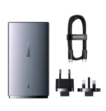 Мережевий зарядний пристрій Baseus GaN5 Pro Ultra-Slim Fast Charger C+U 65W Gray((With Mini White Cable Type-C to Type-C 100W(20V/5A) 1m Black) (CCGP150113)