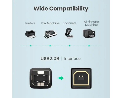 Кабель UGREEN US135 USB 2.0 AM to BM Print Cable 1m (Black) (UGR-20846) 