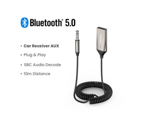 Bluetooth-ресивер UGREEN CM309 Bluetooth Car Receiver Aux with Mic (Space Gray)(UGR-70601) (UGR-70601) 