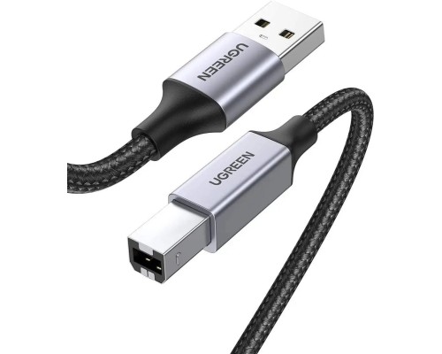 Кабель UGREEN US369 USB-A Male to USB-B 2.0 Printer Cable Alu Case with Braid 2m  (Black)(UGR-80803) (UGR-80803) 