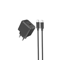 Мережевий зарядний пристрій HOCO CS13A Ocean single port PD20W charger set(Type-C to Type-C) Black (6942007603843 ) 
