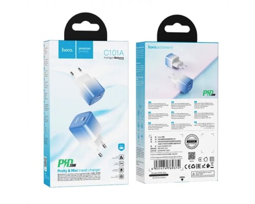 Мережевий зарядний пристрій HOCO C101A single port PD20W charger Ice Blue (6931474769374) Мережевий зарядний пристрій HOCO C101A single port PD20W charger Ice Blue (6931474769374)