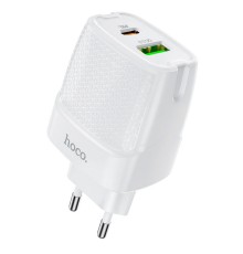Мережевий зарядний пристрій HOCO C85A Bright dual port PD20W+QC3.0 charger White (6931474743374)