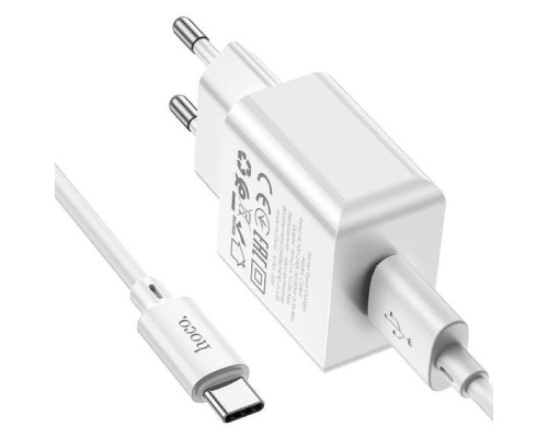 Мережевий зарядний пристрій HOCO C106A Leisure single port charger set(Type-C) White (6931474783912) 