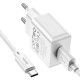 Мережевий зарядний пристрій HOCO C106A Leisure single port charger set(Type-C) White (6931474783912) 