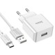Мережевий зарядний пристрій HOCO C106A Leisure single port charger set(Type-C) White (6931474783912) 