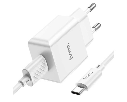 Мережевий зарядний пристрій HOCO C106A Leisure single port charger set(Type-C) White (6931474783912) 