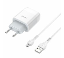 Мережевий зарядний пристрій HOCO C72A Glorious single port charger set(Micro) White (6931474713001) 