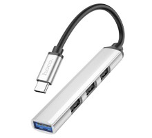Кабель-перехiдник HOCO HB26 4 in 1 adapter(Type-C to USB3.0+USB2.0*3) Silver (6931474765475) 