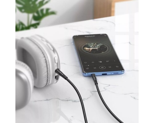 Аудiокабель HOCO UPA24 Smooth AUX audio cable Black (6931474789136) 