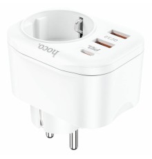 Мережевий зарядний пристрій HOCO NS3 Multifunctional socket(including 1C2A PD20W fast charge) White (6931474766175)
