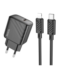 Мережевий зарядний пристрій HOCO CS22A Value single port PD30W charger set(C to iP) Black (6942007609920 )