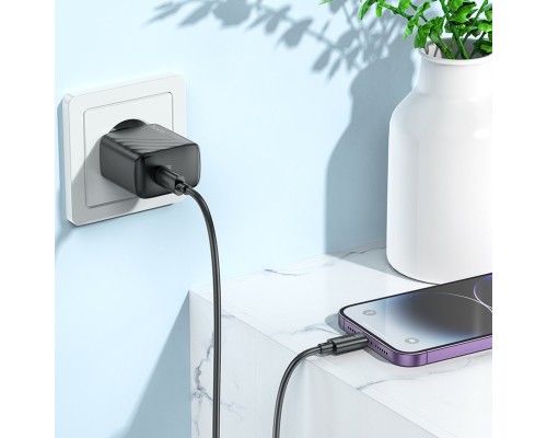 Мережевий зарядний пристрій HOCO CS22A Value single port PD30W charger set(C to iP) Black (6942007609920 ) 