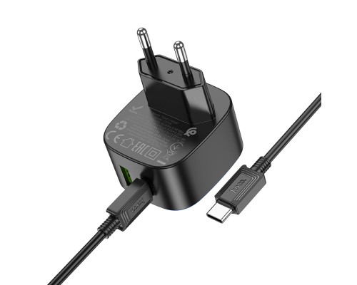 Мережевий зарядний пристрій HOCO CS32A Rise PD20W+QC3.0 charger set(Type-C to Type-C) Black (6942007617475 ) 