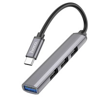 Кабель-перехiдник HOCO HB26 4 in 1 adapter(Type-C to USB3.0+USB2.0*3) Metal Gray (6931474765482) 