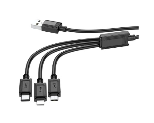 Кабель HOCO X74 USB to iP+Type-C+Micro 2A, 1m, PVC, PVC connectors, Black (6931474767363) Кабель HOCO X74 USB to iP+Type-C+Micro 2A, 1m, PVC, PVC connectors, Black (6931474767363)