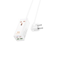 Мережевий подовжувач HOCO AC10A Barry PD65W GaN (2C2A with 1 socket) desktop charger White (6942007601689 ) 