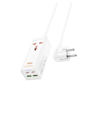 Мережевий подовжувач HOCO AC10A Barry PD65W GaN (2C2A with 1 socket) desktop charger White (6942007601689)