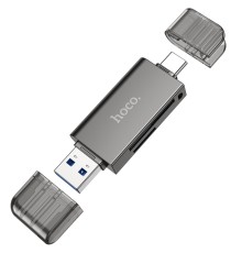 USB-хаб HOCO HB39 USB/Type-C 3.0 high-speed card reader Metal Gray (6942007604819)
