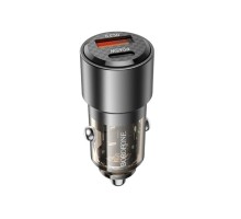 Автомобільний зарядний пристрій BOROFONE BZ20A Smart 83W dual port PD65W+QC3.0 car charger Transparent Black (6941991101625) 
