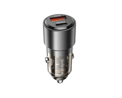 Автомобільний зарядний пристрій BOROFONE BZ20A Smart 83W dual port PD65W+QC3.0 car charger Transparent Black (6941991101625) Автомобільний зарядний пристрій BOROFONE BZ20A Smart 83W dual port PD65W+QC3.0 car charger Transparent Black (6941991101625)