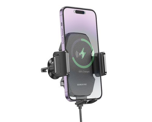 Автотримач для телефона з БЗП BOROFONE BH213 Adelante wireless fast charging car holder(air outlet) Black (6941991109775) Автотримач для телефона з БЗП BOROFONE BH213 Adelante wireless fast charging car holder(air outlet) Black (6941991109775)