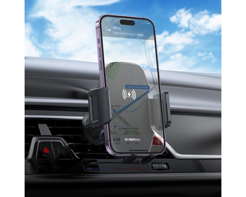 Автотримач для телефона з БЗП BOROFONE BH213 Adelante wireless fast charging car holder(air outlet) Black (6941991109775) Автотримач для телефона з БЗП BOROFONE BH213 Adelante wireless fast charging car holder(air outlet) Black (6941991109775)