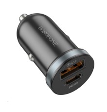 Автомобільний зарядний пристрій BOROFONE BZ22 Scenery dual port PD30W+QC3.0 car charger Black (6941991105180)