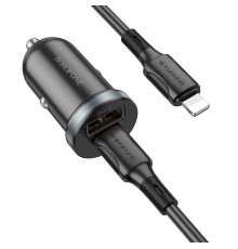 Автомобільний зарядний пристрій BOROFONE BZ22 Scenery dual-port PD30W+QC3.0 car charger set(C to iP) Black (6941991105203)
