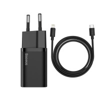 Мережевий зарядний пристрій Baseus Super Si 1C 20W With Simple Wisdom Data Cable Type-C/iP 1m Black (TZCCSUP-B01) 