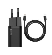 Мережевий зарядний пристрій Baseus Super Si 1C 20W With Simple Wisdom Data Cable Type-C/iP 1m Black (TZCCSUP-B01)