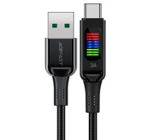 Кабель ACEFAST C7-04 USB to Type-C 3A, 1.2m, nylon, zinc connectors, LED, Black (6974316282785) 