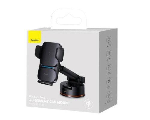 Тримач для мобiльного з БЗП Baseus Wisdom Auto Alignment Car Mount Wireless Charger(QI 15W(Suction base)Black (CGZX000101) Тримач для мобiльного з БЗП Baseus Wisdom Auto Alignment Car Mount Wireless Charger(QI 15W(Suction base)Black (CGZX000101)