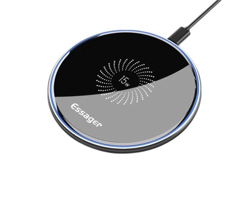 Бездротовий зарядний пристрій Essager Mirrow Desktop 15W Qi Magnetic Wireless Phone Charger (With 1 m Cable Type-C For charging)  black (EWXZMX-JMB01) 