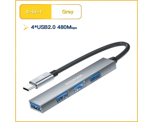 USB-хаб Essager Fengyang 4 in 1 Splitter (Type-C port) grey (EHBC04-FY0G-P) (EHBC04-FY0G-P) USB-хаб Essager Fengyang 4 in 1 Splitter (Type-C port) grey (EHBC04-FY0G-P) (EHBC04-FY0G-P)
