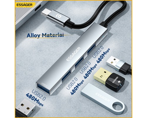 USB-хаб Essager Fengyang 4 in 1 Splitter (Type-C port) grey (EHBC04-FY0G-P) (EHBC04-FY0G-P) USB-хаб Essager Fengyang 4 in 1 Splitter (Type-C port) grey (EHBC04-FY0G-P) (EHBC04-FY0G-P)