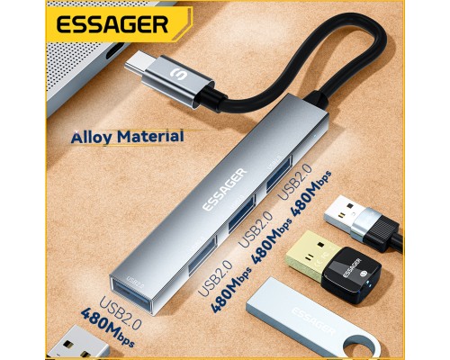 USB-хаб Essager Fengyang 4 in 1 Splitter (Type-C port) grey (EHBC04-FY0G-P) (EHBC04-FY0G-P) USB-хаб Essager Fengyang 4 in 1 Splitter (Type-C port) grey (EHBC04-FY0G-P) (EHBC04-FY0G-P)