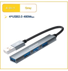 Хаб Essager Fengyang 4 in 1 Splitter (USB-A port)  grey (EHBA04-FY0G-P) (EHBA04-FY0G-P)
