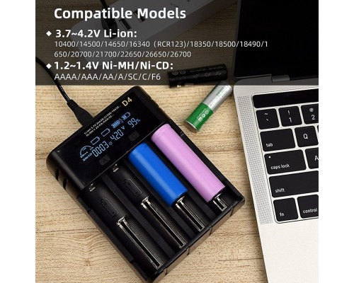 Зарядний пристрій ESSAGER Battery Charger with LED Indicator For 4 Display Black (ECDQ-D401) Зарядний пристрій ESSAGER Battery Charger with LED Indicator For 4 Display Black (ECDQ-D401)