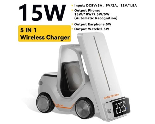 Бездротовий зарядний пристрій ESSAGER (color box) Forklift desktop wireless charger 15w White (EWXZM-CC0G-Z) Бездротовий зарядний пристрій ESSAGER (color box) Forklift desktop wireless charger 15w White (EWXZM-CC0G-Z)