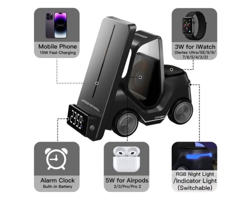 Бездротовий зарядний пристрій ESSAGER (color box) Forklift desktop wireless charger 15w White (EWXZM-CC0G-Z) Бездротовий зарядний пристрій ESSAGER (color box) Forklift desktop wireless charger 15w White (EWXZM-CC0G-Z)