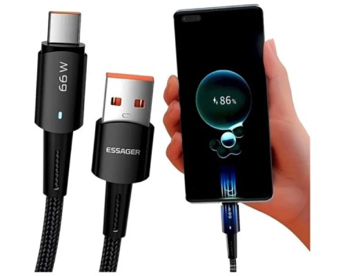 Кабель ESSAGER Sunset Type-C 6A USB charging and data Fully compatible cable 0.5m Black (EXCT-CGB01) Кабель ESSAGER Sunset Type-C 6A USB charging and data Fully compatible cable 0.5m Black (EXCT-CGB01)