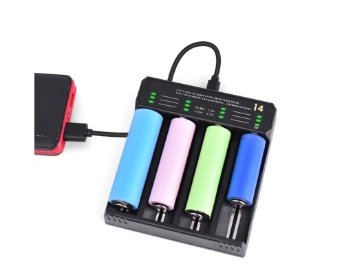 Зарядний пристрій ESSAGER Battery Charger with LED Indicator For 4 LED Black (ECDQ-I401) Зарядний пристрій ESSAGER Battery Charger with LED Indicator For 4 LED Black (ECDQ-I401)
