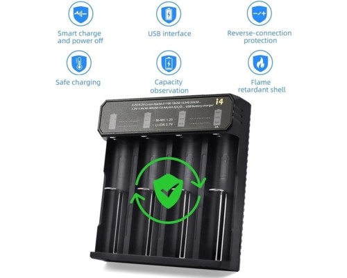 Зарядний пристрій ESSAGER Battery Charger with LED Indicator For 4 LED Black (ECDQ-I401) Зарядний пристрій ESSAGER Battery Charger with LED Indicator For 4 LED Black (ECDQ-I401)