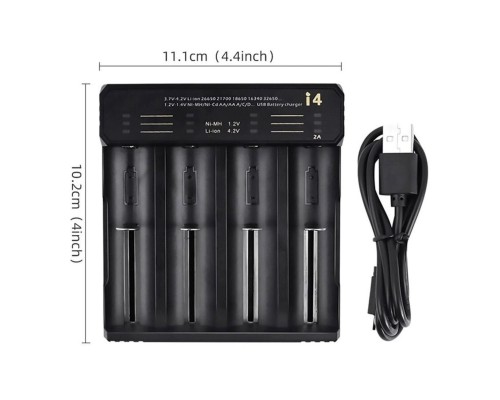 Зарядний пристрій ESSAGER Battery Charger with LED Indicator For 4 LED Black (ECDQ-I401) Зарядний пристрій ESSAGER Battery Charger with LED Indicator For 4 LED Black (ECDQ-I401)