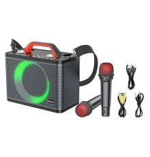 Портативна колонка HOCO BS57 Jenny dual mic wireless karaoke BT speaker Black (6931474794666)