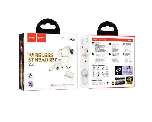 Навушники HOCO EQ12 Rima true wireless BT headset Milky White (6942007618755 ) Навушники HOCO EQ12 Rima true wireless BT headset Milky White (6942007618755 )