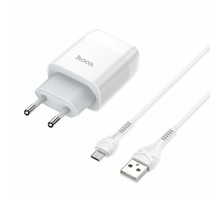 Мережевий зарядний пристрій HOCO C73A Glorious dual port charger set(Micro) White (6931474713063) 