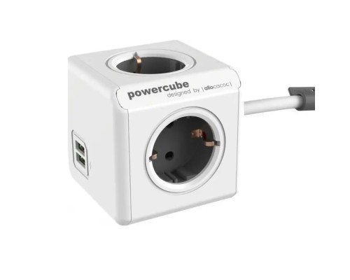 Мережевий подовжувач Allocacoc PowerCube Extended з заземленням 4 розетки 2 USB 1.5 м, сірий (1402GY/DEEUPC) Мережевий подовжувач Allocacoc PowerCube Extended з заземленням 4 розетки 2 USB 1.5 м, сірий (1402GY/DEEUPC)