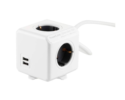 Мережевий подовжувач Allocacoc PowerCube Extended з заземленням 4 розетки 2 USB 1.5 м, сірий (1402GY/DEEUPC) Мережевий подовжувач Allocacoc PowerCube Extended з заземленням 4 розетки 2 USB 1.5 м, сірий (1402GY/DEEUPC)